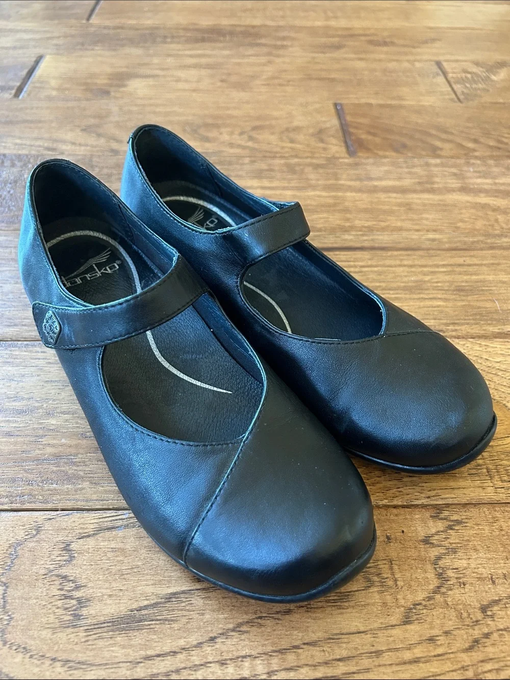 Dansko Mary Jane Flats Comfort Shoes Black Leather Size 36